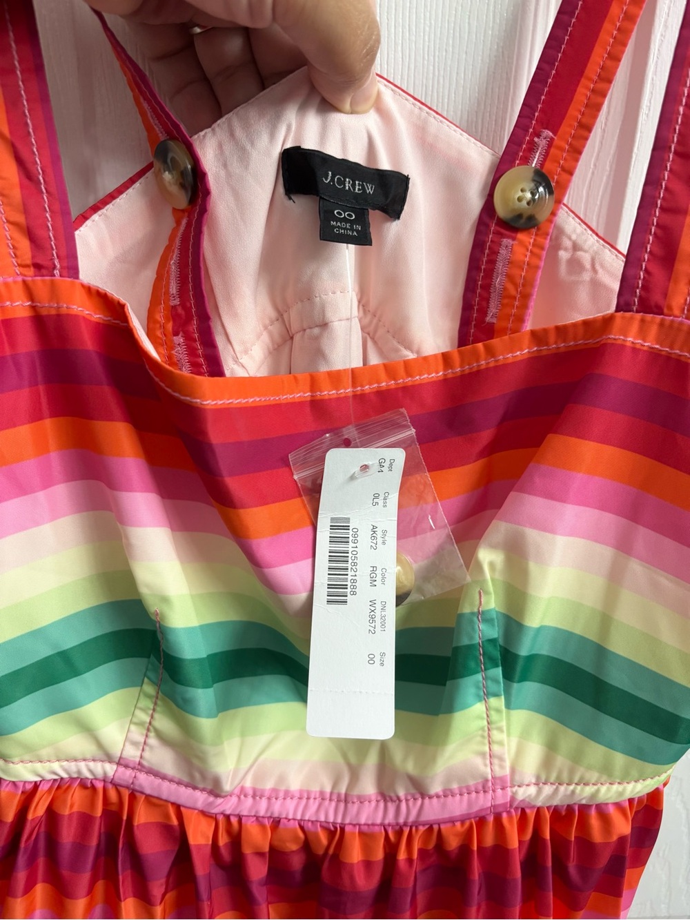 J. Crew Tiered Striped Maxi Dress Size 00 NWT Colorful Rainbow Fiesta Resortwear - Picture 3 of 7
